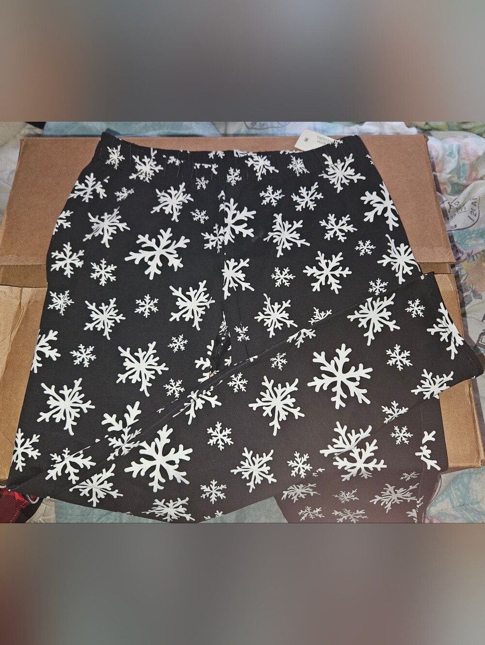 No Boundaries Black Pants with White Snowflake Print
